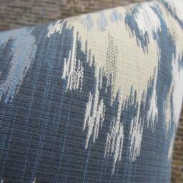 Designer Pillow Cover, 12 X 16, Nah Ikat Jacquard, Blue & Tan - thumbnail 2