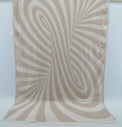 "Double Face Towel, Turkish Towel, Shower Towel, Beige & Cream Towel, Spa Towel, Organic Towel, Peshtemal, 34""x65" - thumbnail 1