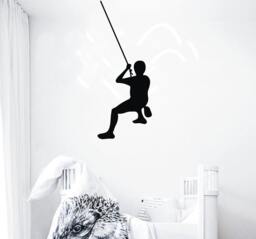 Rock Climbing Extreme Sport Vinyl Wall Decal Mountain Climber + Rope Home Decor Stickers - thumbnail 1