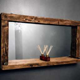 Rustic Wood Shelf Mirror - Wall Decor - thumbnail 1