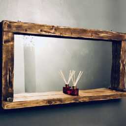 Rustic Wood Shelf Mirror - Wall Decor - thumbnail 3
