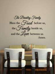 Bless The Food Family Love Vinyl Wall Decal - Kitchen Dining Decor - 35x22