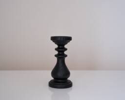 Black Wooden Candle Holder Rustic Candlestick Modern Decor Stand Turned Wood Pillar Wedding Decoration Centerpiece Design - thumbnail 1