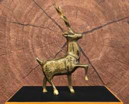 Brass Gazelle Sculpture Handmade Decorative Ornament in Velvet Gift Box - thumbnail 1