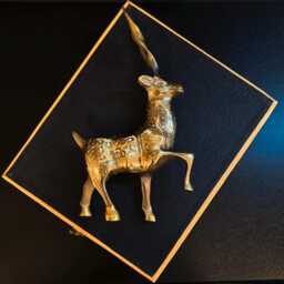 Brass Gazelle Sculpture Handmade Decorative Ornament in Velvet Gift Box - thumbnail 2