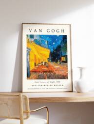 Van Gogh Exhibition Poster, Cafe Terrace At Night, Art Print, Floral Wall Art, Garden Gift, A1/A2/A3/A4 - thumbnail 1