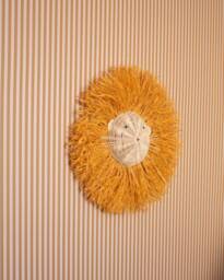 Large Rattan & Raffia Lion Trophy Baby Child Wall Decoration - thumbnail 1