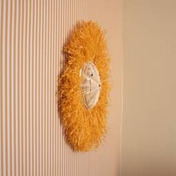 Large Rattan & Raffia Lion Trophy Baby Child Wall Decoration - thumbnail 3