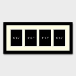 Multi Photo Picture Frame - Holds 4 7x5 Photos in A 22mm Black Wood - thumbnail 2