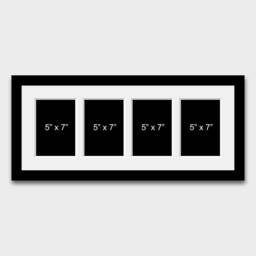 Multi Photo Picture Frame - Holds 4 7x5 Photos in A 22mm Black Wood - thumbnail 1