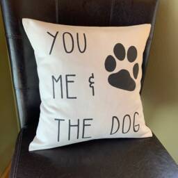 You, Me, & The Dog Pillow Hand-Painted Decorative Throw Pillow - thumbnail 2