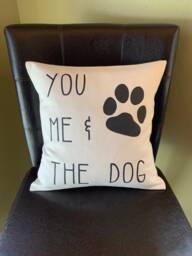 You, Me, & The Dog Pillow Hand-Painted Decorative Throw Pillow - thumbnail 1
