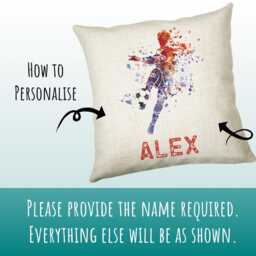 Personalised Football Cushion Gift Printed Name Design - Custom Sport Decor Cs287 - thumbnail 3