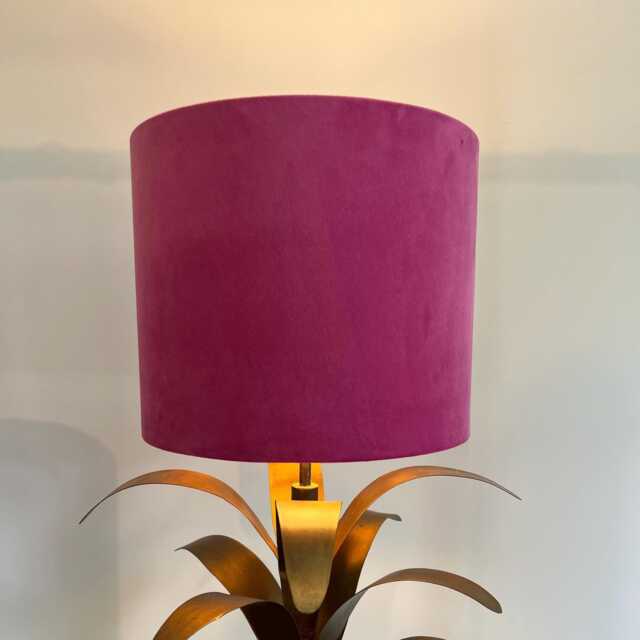 Hot Pink Velvet Drum Lampshade, White Lining, Ceiling Shade - image 1