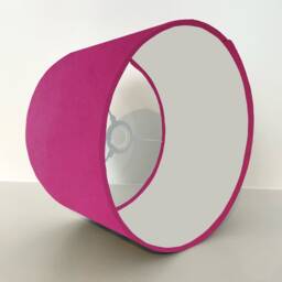 Hot Pink Velvet Drum Lampshade, White Lining, Ceiling Shade - thumbnail 2