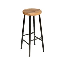 Rick Walters - Chunky Round Frame Bar Stool With Walnut Seat - thumbnail 1