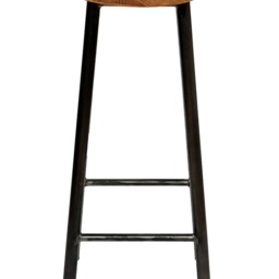 Rick Walters - Chunky Round Frame Bar Stool With Walnut Seat - thumbnail 3