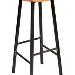 Rick Walters - Chunky Round Frame Bar Stool With Walnut Seat - thumbnail 2