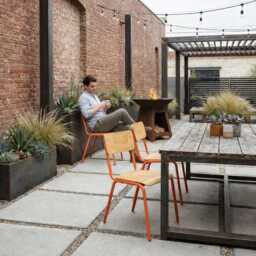 Eclectic Stackable Wooden Chair, Mid Century Modern Patio Dining Primitive Furniture, Restaurant & Hotel Interior - thumbnail 3