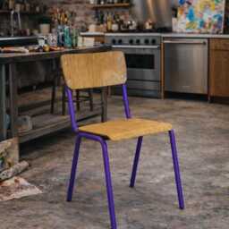 Eclectic Stackable Wooden Chair, Mid Century Modern Patio Dining Primitive Furniture, Restaurant & Hotel Interior - thumbnail 4