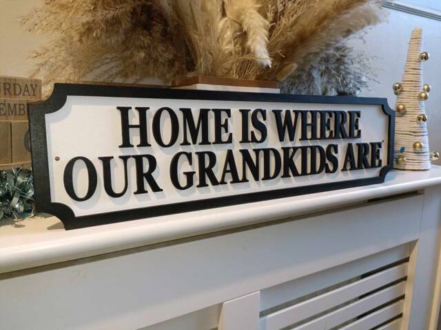 Home Is Where My Grandkids Are - Street Sign 3D Look Personalised Wall Mdf Decor Gift Upto 12 Names Laser Cut Home - image 1