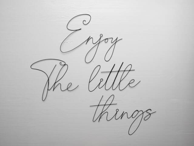 Enjoy, Wall Phrase in Annealed Wire, Writing, Quote, Sculpture Decoration, Door Plate, Stickers