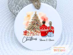 Personalized Christmas Jumper Ornament Ceramic Couple Keepsake Bauble - thumbnail 1