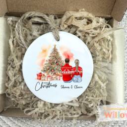 Personalized Christmas Jumper Ornament Ceramic Couple Keepsake Bauble - thumbnail 2