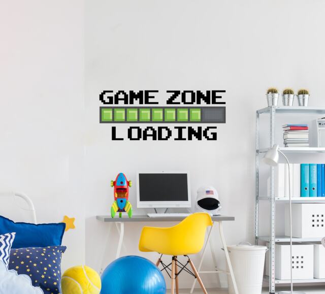 Game Zone Loading Wall Decal. Video Playroom Decor. Pixel Teens Room Nursery Sticker R108 - image 1