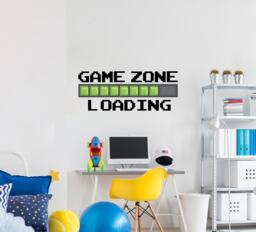 Game Zone Loading Wall Decal. Video Playroom Decor. Pixel Teens Room Nursery Sticker R108 - thumbnail 1