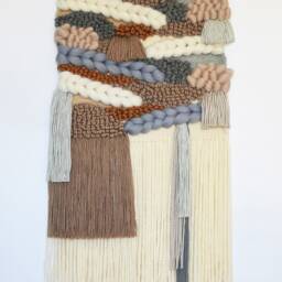 Large Handwoven Wool Wall Hanging Modern Fiber Art Decor - thumbnail 3