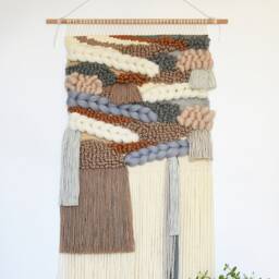 Large Handwoven Wool Wall Hanging Modern Fiber Art Decor - thumbnail 1