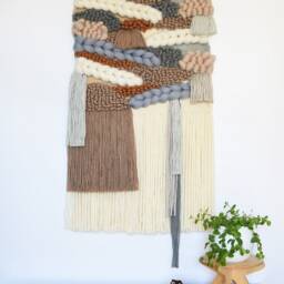 Large Handwoven Wool Wall Hanging Modern Fiber Art Decor - thumbnail 2