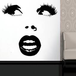 Woman Face Lashes Wall Decal Beauty Salon Decor T662 - thumbnail 1