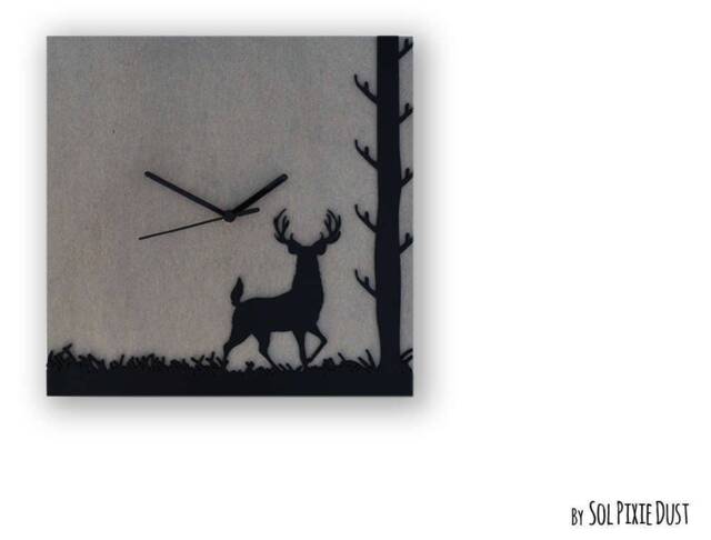 Concrete With Deer Silhouette Type 1 - Square Wall Clock Modern Home Deco Minimalist Art Housewarming Gift - image 1