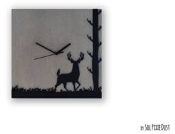 Concrete With Deer Silhouette Type 1 - Square Wall Clock Modern Home Deco Minimalist Art Housewarming Gift - thumbnail 1