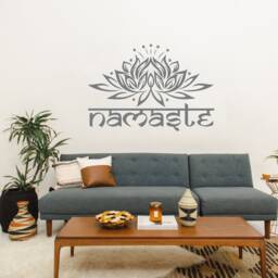Namaste Wall Decal Lotus Flower Vinyl Sticker Decals Quotes Buddha Quote Decor Bedroom Yoga Studio Art X230 - thumbnail 3
