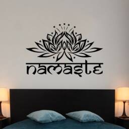 Namaste Wall Decal Lotus Flower Vinyl Sticker Decals Quotes Buddha Quote Decor Bedroom Yoga Studio Art X230 - thumbnail 2
