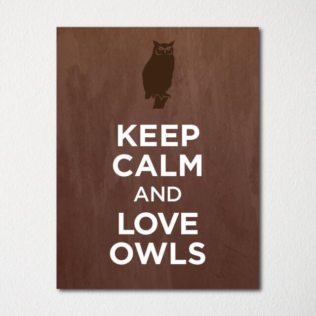 Keep Calm & Love Owls - Fine Art Print Choice Of Color Purchase 3 Receive 1 Free - image 1