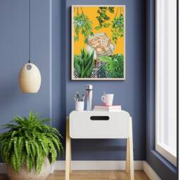 Monstera Plant Print, House Poster, Boho Home Decor, Animal Wall Art, Black Cat, Lounge Artwork, Gallery A5, A4, A3 - thumbnail 3