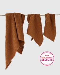 Cinnamon Linen Waffle Towel Set - Quick Dry Spa Towels For Body, Hand, Face Earth Tone Exfoliating Bath Sustainable Gift Idea
