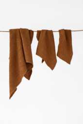 Cinnamon Linen Waffle Towel Set - Quick Dry Spa Towels For Body, Hand, Face Earth Tone Exfoliating Bath Sustainable Gift Idea - thumbnail 1