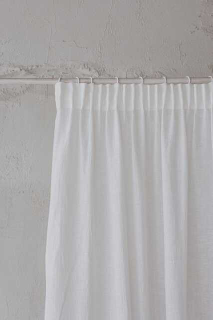 Off White Sheer Linen Curtain - Pencil Pleat Top, Light & Airy Natural Drapes For Living Room, Bedroom Or Layered Window Styling - image 1