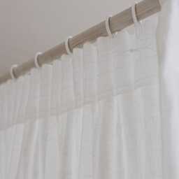 Off White Sheer Linen Curtain - Pencil Pleat Top, Light & Airy Natural Drapes For Living Room, Bedroom Or Layered Window Styling - thumbnail 2