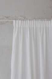 Off White Sheer Linen Curtain - Pencil Pleat Top, Light & Airy Natural Drapes For Living Room, Bedroom Or Layered Window Styling - thumbnail 1