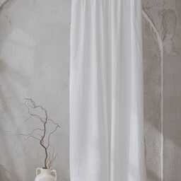 Off White Sheer Linen Curtain - Pencil Pleat Top, Light & Airy Natural Drapes For Living Room, Bedroom Or Layered Window Styling - thumbnail 3
