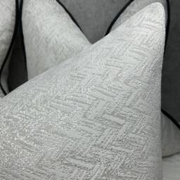 Bella Luxury Textured Cushion Pillow Cover Herringbone Design Ivory Gold Shimmer Designer Fabric Modern High Quality Handmade Rectangle - thumbnail 4