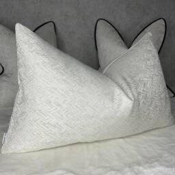 Bella Luxury Textured Cushion Pillow Cover Herringbone Design Ivory Gold Shimmer Designer Fabric Modern High Quality Handmade Rectangle - thumbnail 3