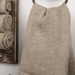 Pure Linen Towel, Brown Mossy Soft Waffle Bath Sauna Sheet, Beach Towel, Travel Guest Towel - thumbnail 2