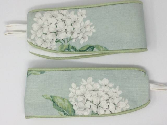 Laura Ashley Hydrangea Curtain Tie Backs Eau De Nil Green, Handmade Pair - image 1